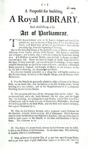 A Proposal for Building a Royal Library, 1697 by English School